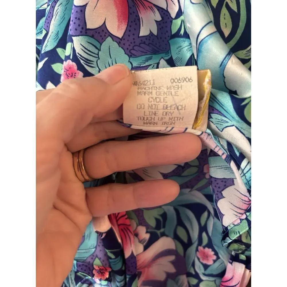 California Dynasty Chemise Nightgown Medium Slip Floral Vintage Women Satin